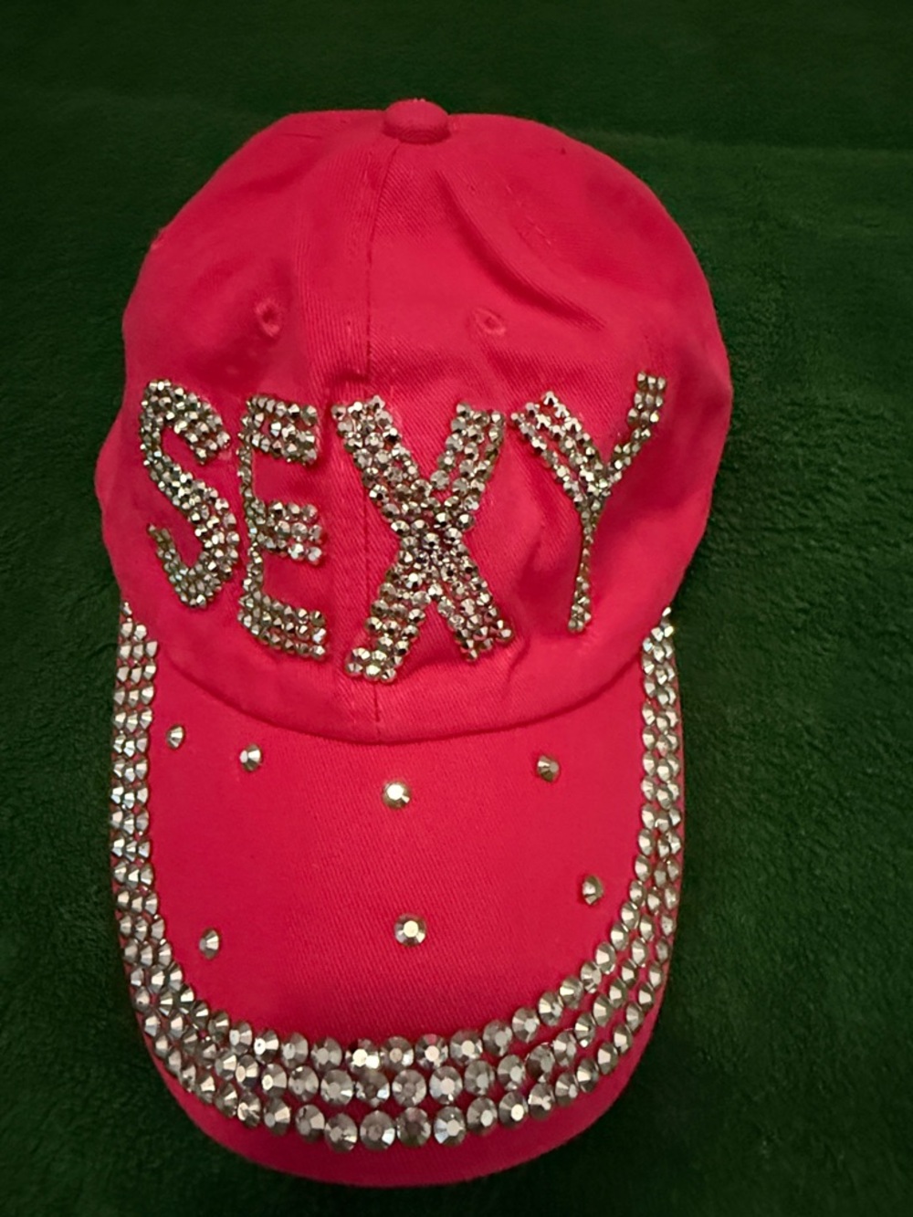 Rhinestone Embellished Pink 'SEXY' Baseball Cap - Women's Hat